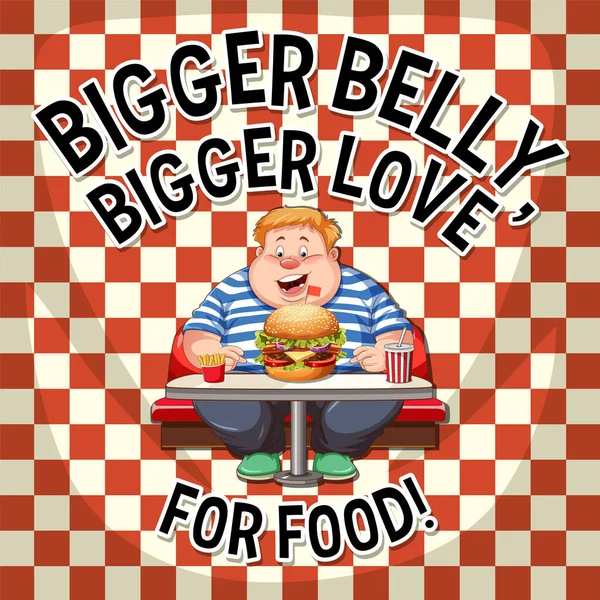 Większy Brzuch Większa Miłość Ikony Żywności Ilustracja — Wektor stockowy