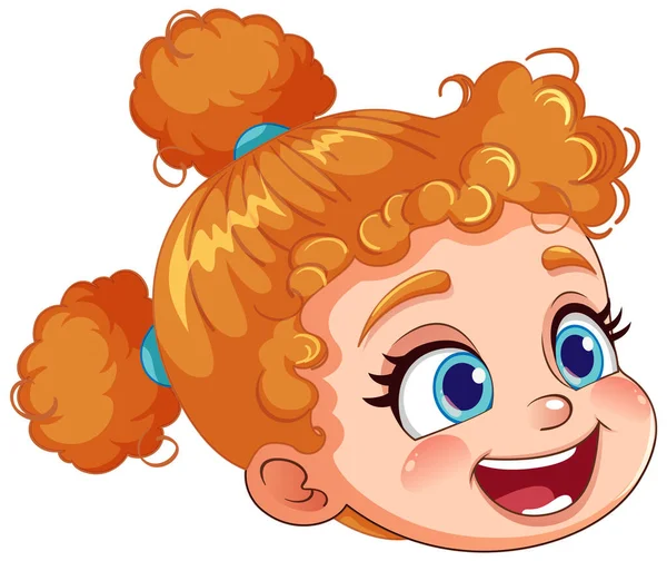 Cute Girl Head Cartoon Character Illustration — Stock Vector