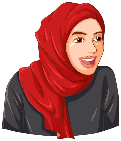 Wanita Muslim Yang Bahagia Mengenakan Ilustrasi Jilbab - Stok Vektor