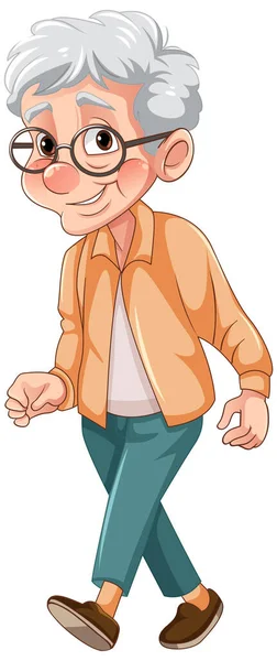 Lindo Abuelo Dibujo Animado Personaje Ilustración — Vector de stock