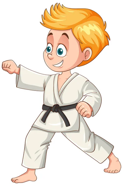 跆拳道装束病媒图片中的男孩 — 图库矢量图片