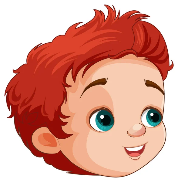 Vörös Hajú Aranyos Fiú Arc Vektor Illusztráció — Stock Vector