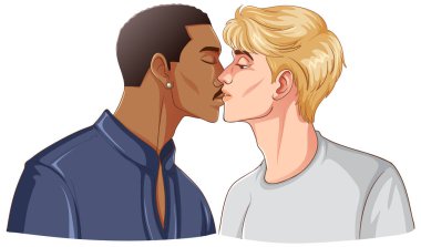 LGBTQ gay çifti birbirini öpüyor
