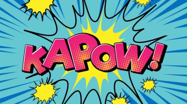 Kapow retro komik konuşma balonu ve pop sanat tarzı illüstrasyonunda efekt