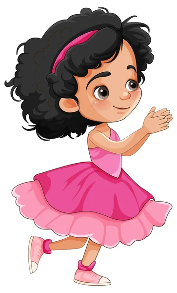Mała Dziewczynka Pięknej Sukience Wektor Ilustracji — Wektor stockowy