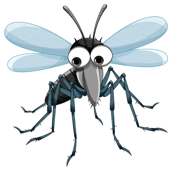 Lindo Personaje Dibujos Animados Mosquito Vuelo Ilustración — Vector de stock