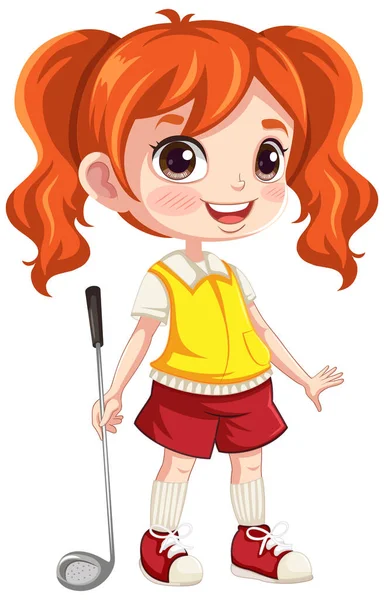 Isolé Golfeur Professionnel Personnage Dessin Animé Tenant Club Golf Illustration — Image vectorielle