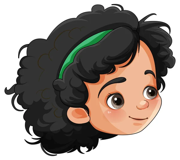 Asian Girl Head Cartoon Character Illustration — Stock Vector