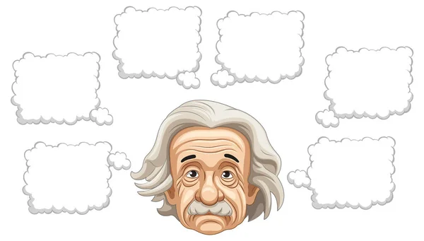 Albert Einstein Ilustrací Prázdné Řečové Bubliny — Stockový vektor