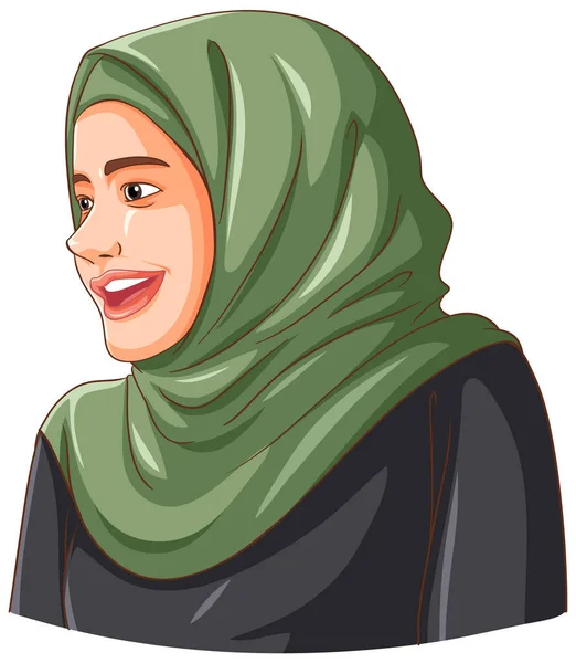 Glückliche Muslimische Frau Mit Hidschab Abbildung — Stockvektor