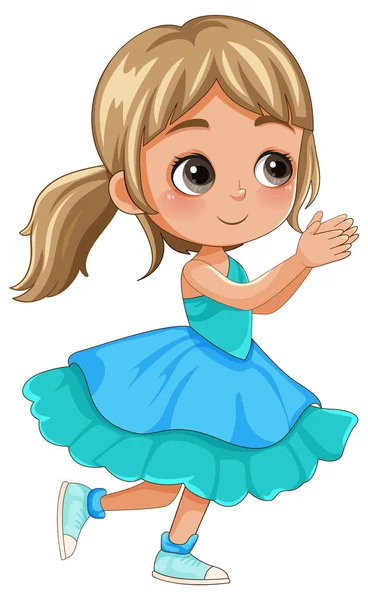Mała Dziewczynka Pięknej Sukience Wektor Ilustracji — Wektor stockowy