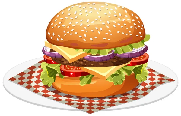 Isolado Delicioso Hambúrguer Desenho Animado Ilustração —  Vetores de Stock
