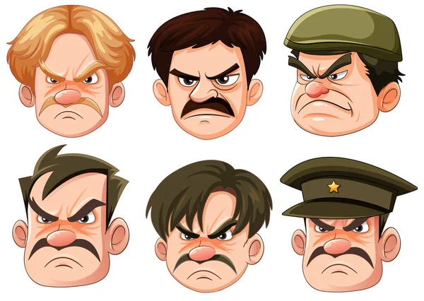 Grumpy Expression Officer Head Illustration — Stock Vector