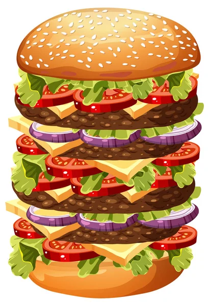 Kartun Hamburger Keju Ilustrasi Yang Terisolasi - Stok Vektor