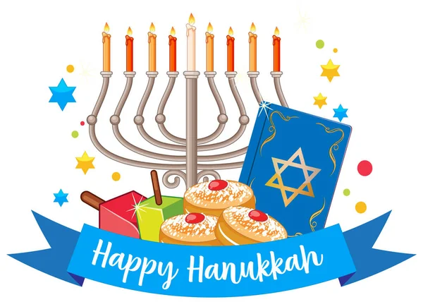 Happy Hanukkah Banner Illustration Design — Image vectorielle