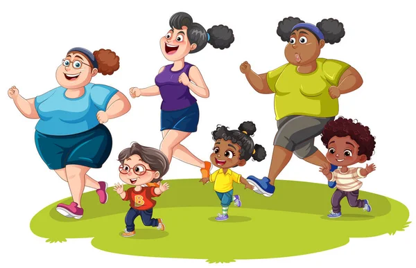 Children Mother Exercise Isolated Illustration — Stock Vector