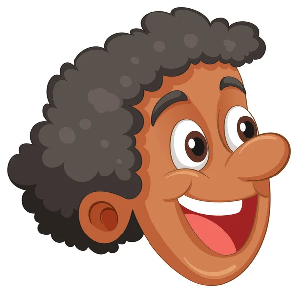 Happy Afro African Young Man Head Illustration — Stock Vector