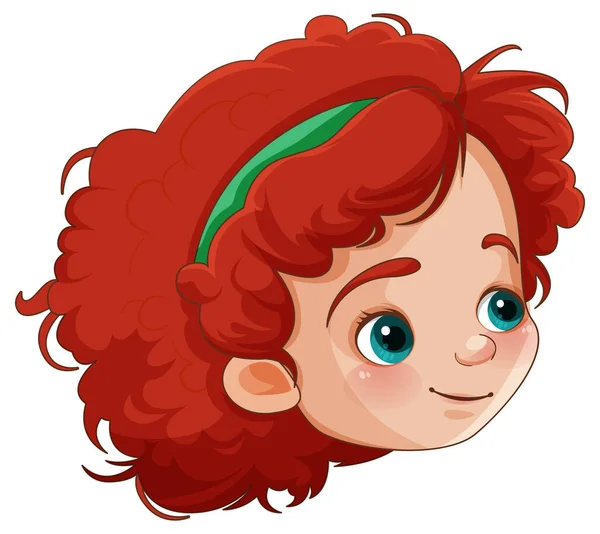 Red Haired Cute Girl Face Vector Illustration — Stock Vector