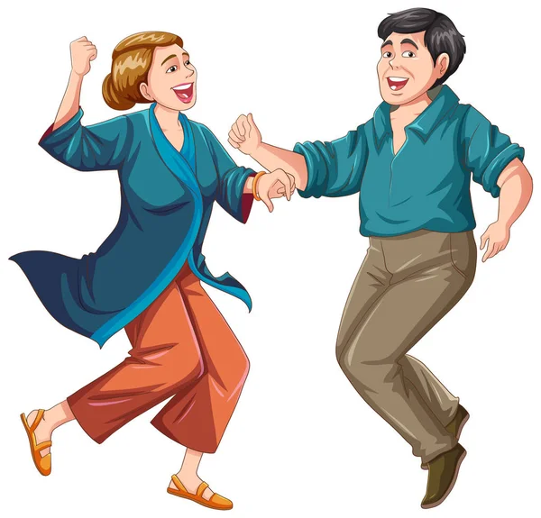 Middle Aged Couple Dancing Vector Illustration — Stock Vector