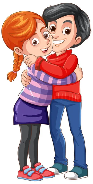 Cute Young Couple Cartoon Character Illustration — Stock Vector