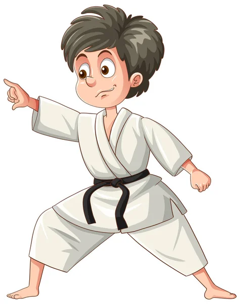Muchacho Traje Taekwondo Vector Ilustración — Archivo Imágenes Vectoriales
