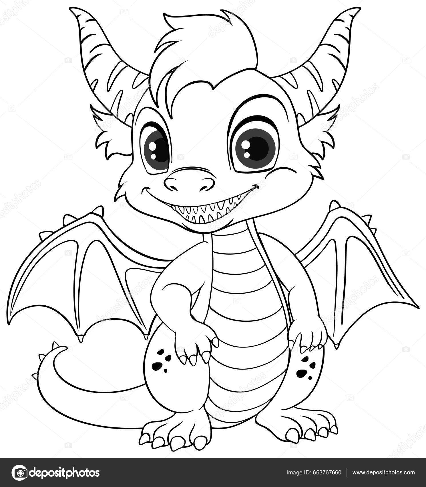 Desenho de dragão bonito para colorir  Desenhos para colorir e imprimir  gratis