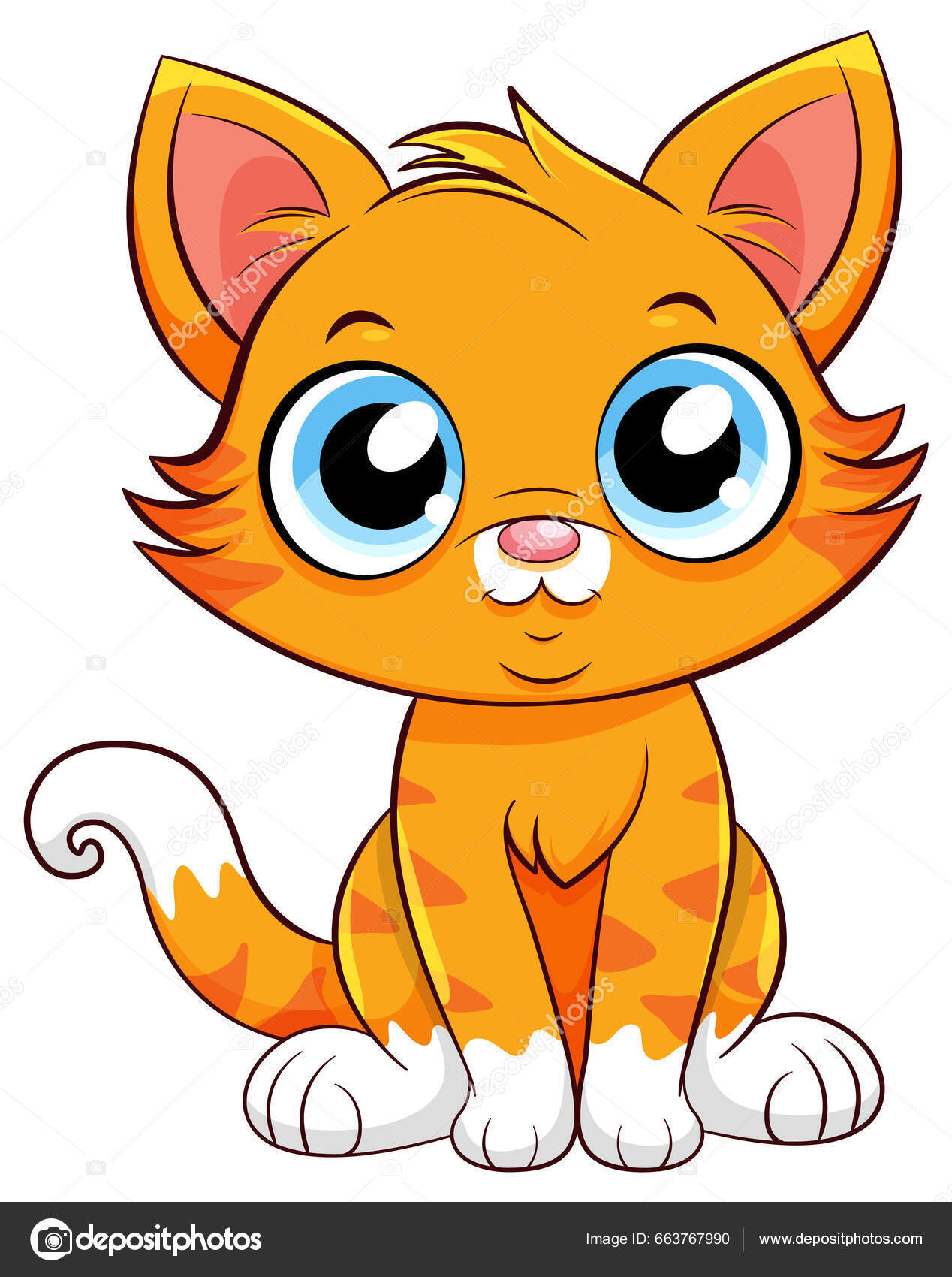 Pequeño Gato Lindo Dibujo Animado Personaje Ilustración Vector de stock  #663767990 de ©blueringmedia, image size:1268x1700