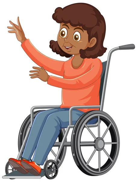 Frau Sitzt Rollstuhl — Stockvektor
