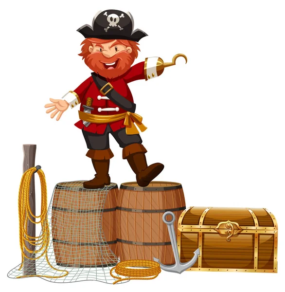 Pirata Pie Barrica Ilustración Aislada — Archivo Imágenes Vectoriales