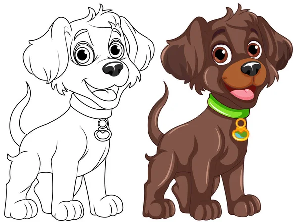 Χρωματισμός Σελίδα Περίγραμμα Χαριτωμένο Σκυλί Εικονογράφηση — Διανυσματικό Αρχείο