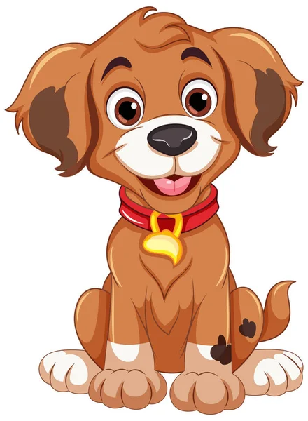 Wesoły Pies Siedzi Cartoon Character Ilustracja — Wektor stockowy