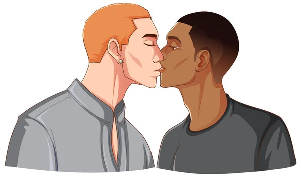 Lgbtq Pareja Gay Besándose Mutuamente Ilustración — Archivo Imágenes Vectoriales