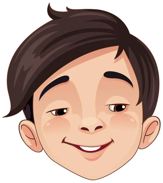 Asiatische Junge Kopf Cartoon Illustration — Stockvektor