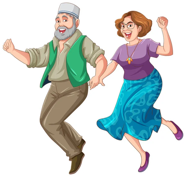 Couple Moyen Âge Dansant Illustration Vectorielle — Image vectorielle