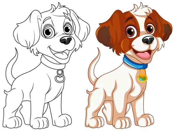 Χρωματισμός Σελίδα Περίγραμμα Χαριτωμένο Σκυλί Εικονογράφηση — Διανυσματικό Αρχείο