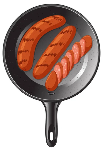 Salsicha Frita Ilustração Pan —  Vetores de Stock