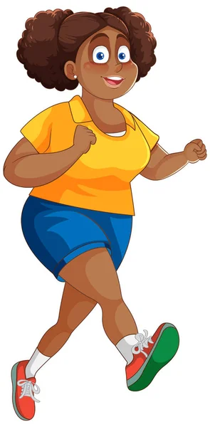 Regordeta Mujer Corriendo Pose Ilustración Personaje Dibujos Animados — Archivo Imágenes Vectoriales