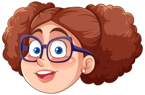 Chubby Woman Head Cartoon Character Illustration — Stock Vector
