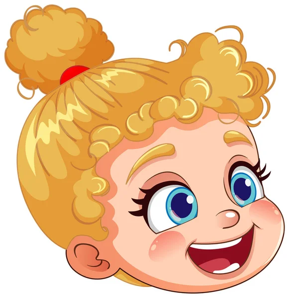 Cute Girl Head Illustration Personnage Bande Dessinée — Image vectorielle