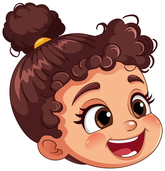 Cute Girl Head Ilustracja Postaci Kreskówki — Wektor stockowy