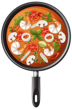 Baharatlı Tayland Tom Yum çorba illüstrasyonu
