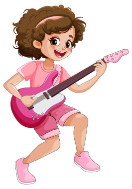 Bas illüstrasyon çalan bayan rock müzisyeni