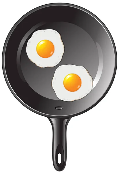Fried Eggs Pan Illustration — Stock Vector