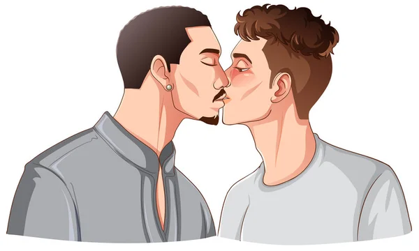 Lgbtq同性恋伴侣亲吻对方插图 — 图库矢量图片