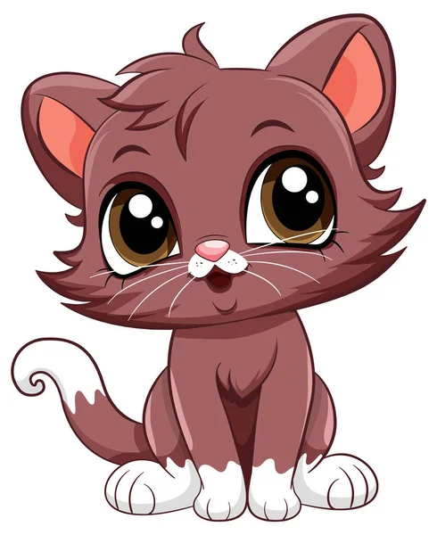 Pequeño Gato Lindo Dibujo Animado Personaje Ilustración — Vector de stock