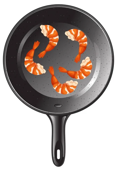 平底锅上的虾子孤立的插图 — 图库矢量图片