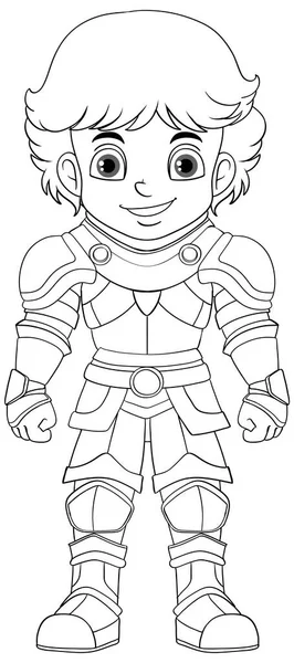Knight Doodle Kreslené Pro Zbarvení Ilustrace — Stockový vektor