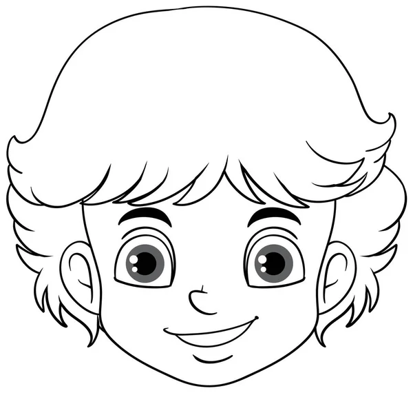 Chlapec Kreslený Obličej Izolované Ilustrace — Stockový vektor
