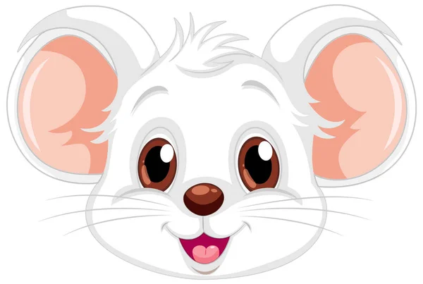 Rato Branco Cabeça Cartoon Ilustração — Vetor de Stock