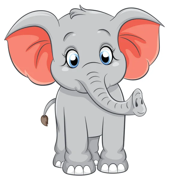 Aranyos Egyszerű Elefánt Rajzfilm Elszigetelt Illusztráció — Stock Vector